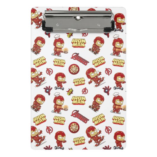 Dummer Chibi-Iron-Man-Nahtloses Muster - Superheld Mini Klemmbrett (Vorderseite)