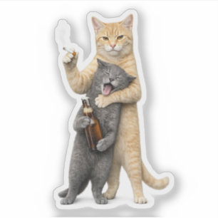 Dummer cooler lustiger Katzen-Meme — rauchende Kat Aufkleber