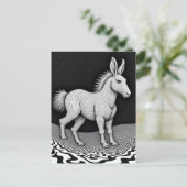 Dummer Fantasy-Hase-Pferd-Mischling Schwarz-Weiß Postkarte (Stehend Vorderseite)