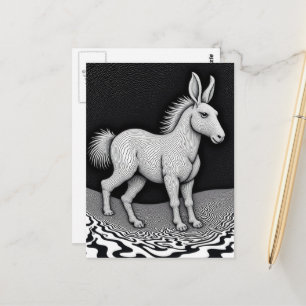 Dummer Fantasy-Hase-Pferd-Mischling Schwarz-Weiß Postkarte
