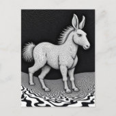Dummer Fantasy-Hase-Pferd-Mischling Schwarz-Weiß Postkarte (Vorderseite)