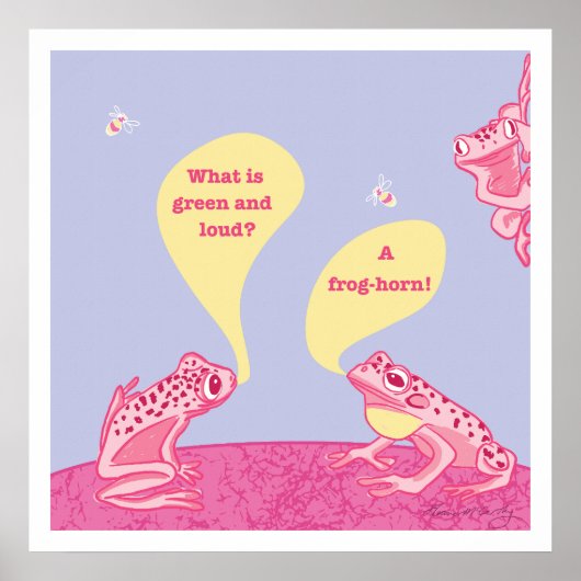 Dummer Frösche Kunstprint - Rosa & Blautöne Poster (Vorne)