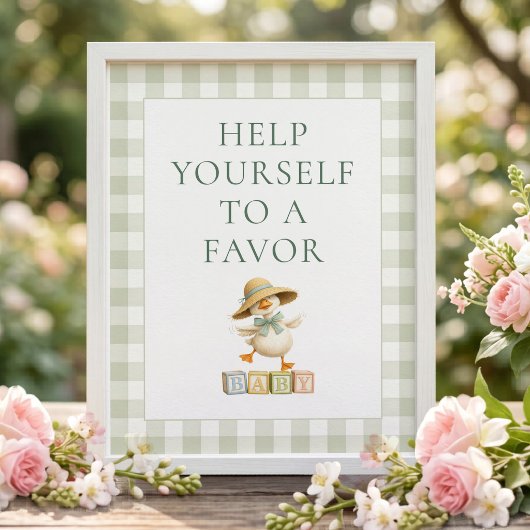 Dummer Gans1 Gingham Gefallen Baby Shower Schild