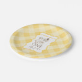 Dummer Gans 1. Geburtstag Gelb Gingham Pappteller (Schrägansicht)