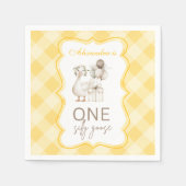 Dummer Gans 1. Geburtstag Gelb Gingham Serviette (Vorderseite)
