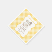 Dummer Gans 1. Geburtstag Gelb Gingham Serviette (Ecke)