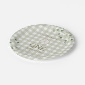 Dummer Gans 1. Geburtstag Grün Gingham Pappteller (Schrägansicht)