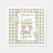 Dummer Gans 1. Geburtstag Grün Gingham Serviette (Vorderseite)