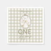 Dummer Gans 1. Geburtstag Grün Gingham Serviette (Vorderseite)