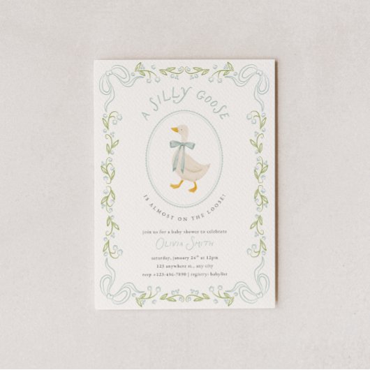 Dummer Gans Baby Shower Einladung Blaue Blumen
