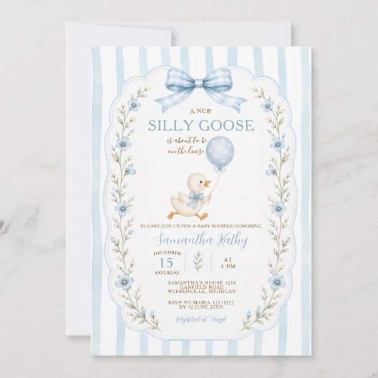 Dummer Gans Baby Shower Einladung Junge (Vorderseite)