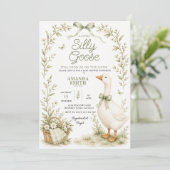 Dummer Gans Baby Shower Einladung Salbeigrün (Stehend Vorderseite)