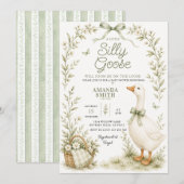 Dummer Gans Baby Shower Einladung Salbeigrün (Vorne/Hinten)