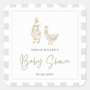 Dummer Gans Baby Shower Geschlechtsneutraler Gingh Quadratischer Aufkleber