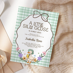 Dummer Gans Baby Shower Grün Gingham Neutral Einladung