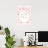 Dummer-Gans-Babymädchen-Party Rosé Gingham Willkom Poster (Heimbüro)