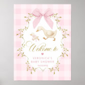 Dummer-Gans-Babymädchen-Party Rosé Gingham Willkom Poster (Vorne)