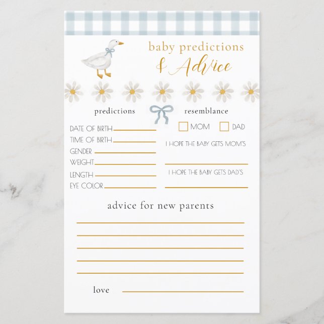 Dummer-Gans-Blau-Gingham-Baby-Rat-Vorhersage (Vorderseite)