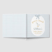 Dummer Gans Blau Gingham Baby Shower Gästebuch (Voll)