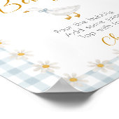 Dummer Gans Blau Gingham Baby Shower Mimosa Schild (Ecke)