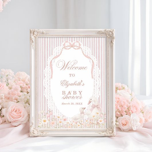 Dummer Gans-Blumen-Spitze-Mädchen-Baby-Shower-Will Poster
