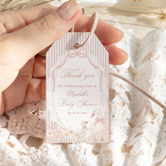Dummer-Gans-Blumenmädchen-Baby-Shower-Dankeschön Geschenkanhänger