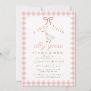Dummer Gans Blush Rosa Schleife Gingham Baby Showe Einladung