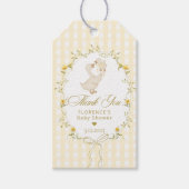 Dummer Gans-Bogen-Gingham-Baby-Party-Dankeschön Geschenkanhänger (Vorderseite)