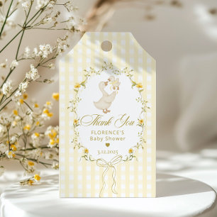 Dummer Gans-Bogen-Gingham-Baby-Party-Dankeschön Geschenkanhänger