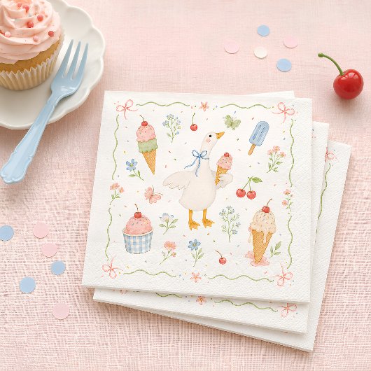 Dummer-Gans-Eiscreme-Sozial-Baby-Shower Serviette