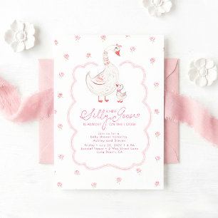 Dummer Gans Elegante Rosa Mädchen Baby Shower Einladung