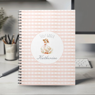 Dummer Gans Eleganter Rosa Mädchen Custom Name Notizblock