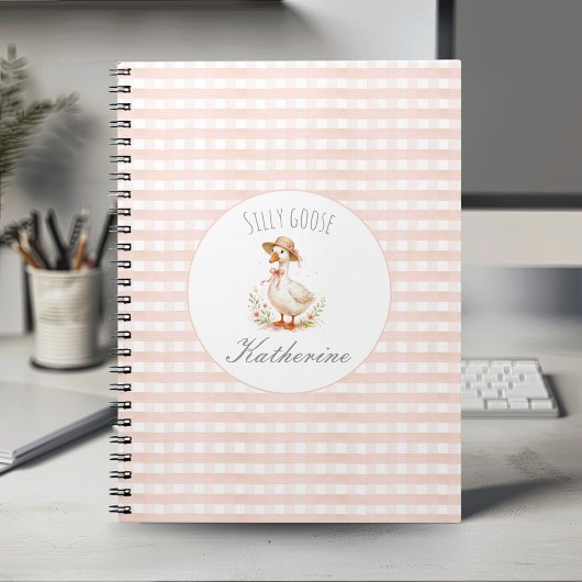 Dummer Gans Eleganter Rosa Mädchen Custom Name  Notizblock