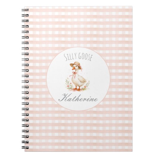Dummer Gans Eleganter Rosa Mädchen Custom Name Notizblock (Vorderseite)