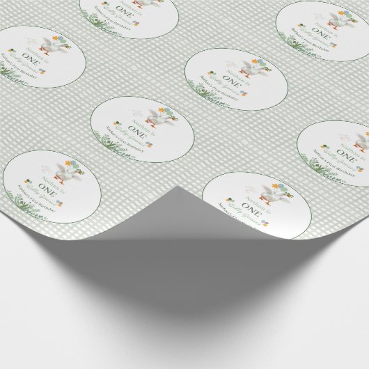 Dummer Gans Erster Geburtstag Grün Geschenkpapier (Ecke)
