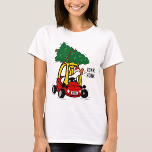Dummer Gans fährt Spielzeugauto mit Weihnachtsbaum T-Shirt