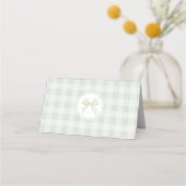 Dummer Gans Geschlechtsneutraler Salbei Gingham Platzkarte (Rückseite)