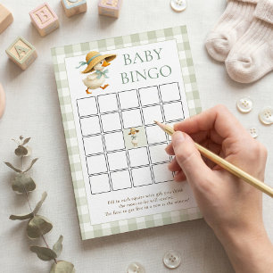 Dummer Gans-Gingham-Bingo-Baby-Shower-Spielkarte Einladung