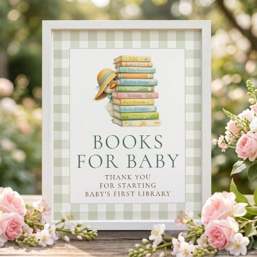 Dummer Gans Gingham Bücher für Baby Shower Schild