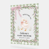 Dummer-Gans-Gingham-Willkommens-Baby-Party Acrylschild (Winkel)