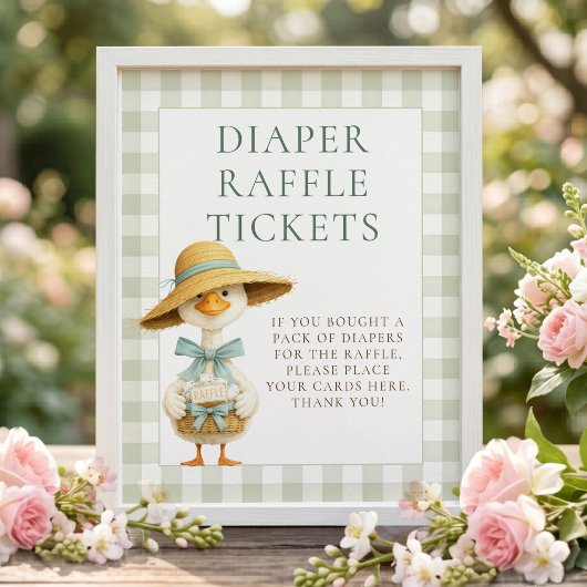 Dummer Gans-Gingham-Windel-Raffle-Baby-Shower-Schi Poster