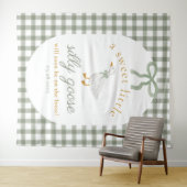 Dummer Gans-Grün-Gingham-Baby-Party-Hintergrund Wandteppich (Beispiel (Horizontal))