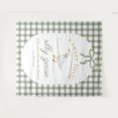 Dummer Gans-Grün-Gingham-Baby-Party-Hintergrund Wandteppich (Vorderseite (Horizontal))