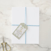 Dummer Gans Grün Gingham Baby Shower Geschenk Etik Geschenkanhänger (Mit Garn)