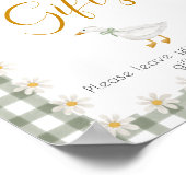 Dummer-Gans-Grün-Gingham-Baby-Shower-Geschenktisch Poster (Ecke)