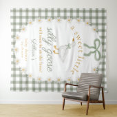 Dummer Gans Grün Gingham Baby Shower Hintergrund Wandteppich (Beispiel (Horizontal))