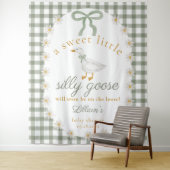 Dummer Gans Grün Gingham Baby Shower Hintergrund Wandteppich (Beispiel)