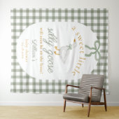Dummer-Gans-Grün-Gingham-Baby-Shower-Kulisse Wandteppich (Beispiel (Horizontal))