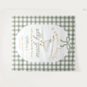 Dummer-Gans-Grün-Gingham-Baby-Shower-Kulisse Wandteppich (Vorderseite (Horizontal))