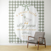 Dummer-Gans-Grün-Gingham-Baby-Shower-Kulisse Wandteppich (Beispiel)